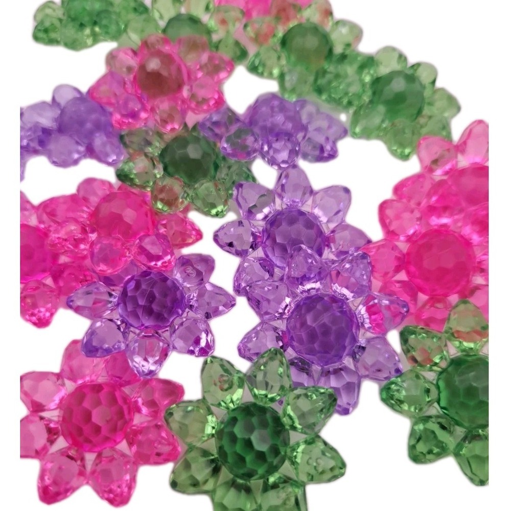 21 Mixed Color Transparent Acrylic Sunflower Beads 25mm Shoe Hair Craft Cake Top